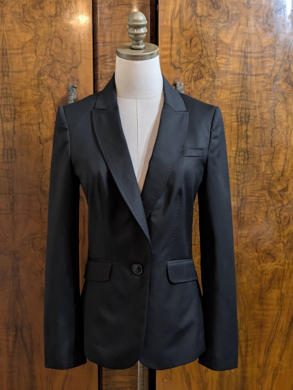 Ted Baker Women's Black Wool Blend Blazer Size 2 US S Single Button Lined Career